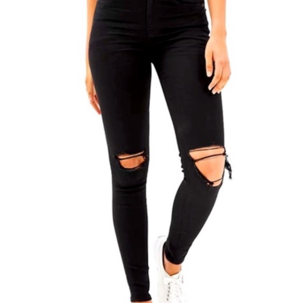 American Eagle Outfitters Black Ripped Skinny Jeans